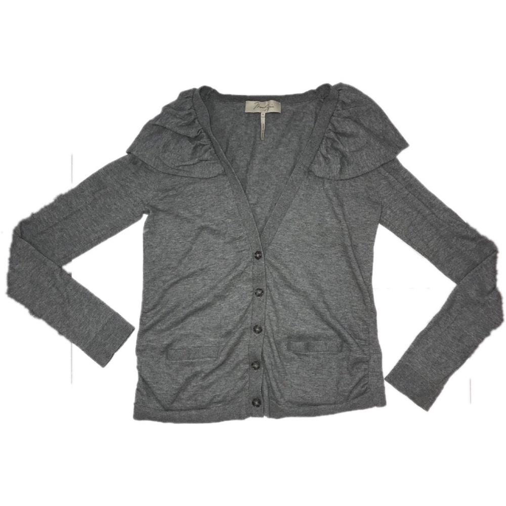 Max Azria cape collar cardigan sweater grey M - Picture 4 of 7